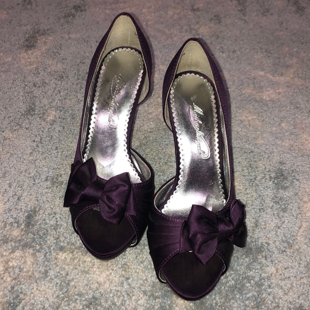 Maribelle Plum Satin Platform High Heel/Bow 5.5m